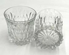 Fostoria "Monarch" Pressed Glass Double Old Fashion Glasses Set of Eight