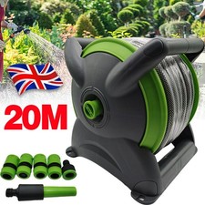 20M Compact Garden Hose Reel Tough Water Pipe Standing Wall Mounted Fittings