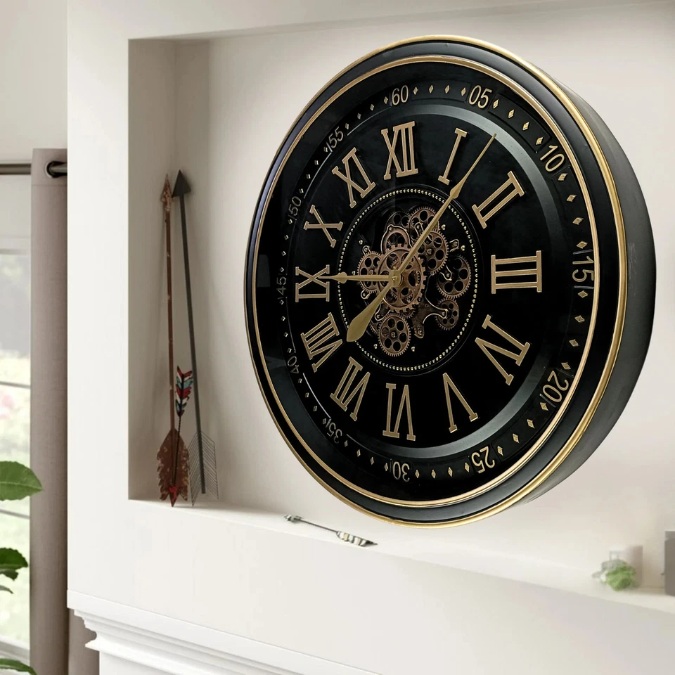 The Gears Reloj IRELAND LINE RELOJ DE PARED REDONDO 32 PULGADAS "GALWAY" NEGRO-ANTIGUO Foto 2 de 4