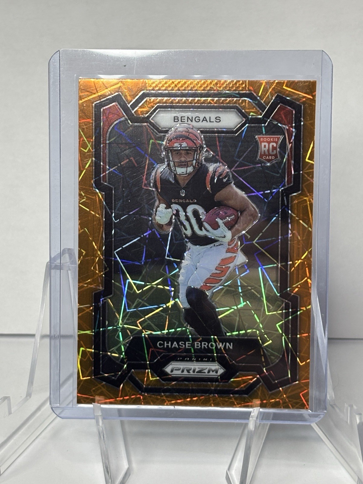2023 Panini Prizm Rookie Card Chase Brown #318 Orange Lazer Prizm (RC) Bengals