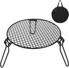 REDCAMP Folding Campfire Grill Grate Top for Solo Stove Bonfire, Portable Iron C