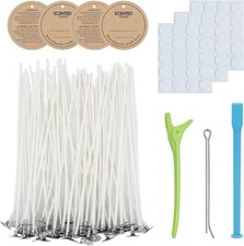 Complete Candle Wick Kit - 60 Eco-Friendly Wicks with Stability Tools Stickers