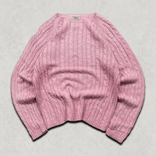 L.L.Bean Jumper Womens Large Vintage 100% Cotton Cable Knit Sweater, Pink