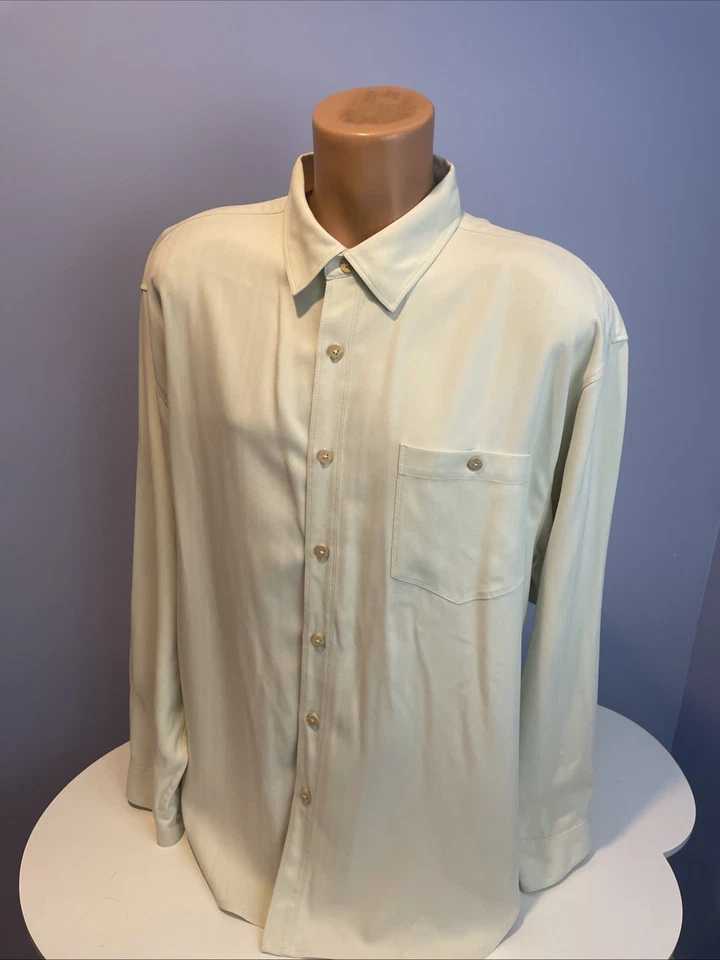 Camisa TOMMY BAHAMA Manga Larga Botón Talla XL LIMPIEZA EN SECO 100% Seda Foto 2 de 4