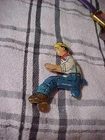 VINTAGE Marx Tin Litho Farmer Driver Figure Tractor Bulldozer toy