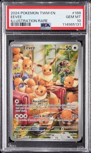 2024 POKEMON TWM EN-TWILIGHT MASQUERADE ILLUSTRATION RARE #188 EEVEE PSA 10