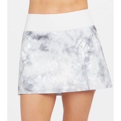 Spanx Get Moving 14'' Skort Womens L Grey White Smokey Tie Dye Athletic Skirt
