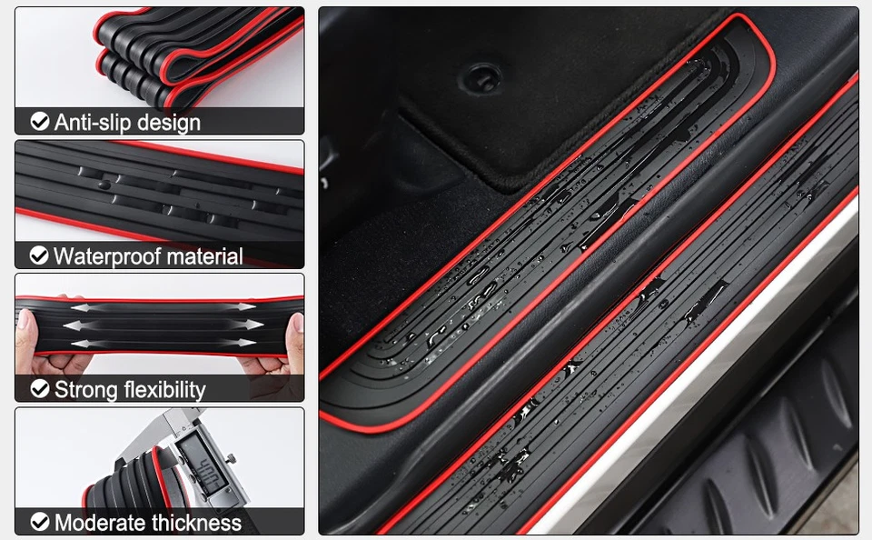 4x Rubber For Subaru Accessories Car SUV Door Scuff Sill Covers Step Protector - Image 3 of 4
