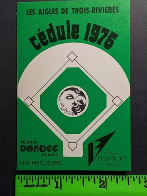 De Tros Rivieres Eagles 1976 Foldout Baseball Pocket Schedule