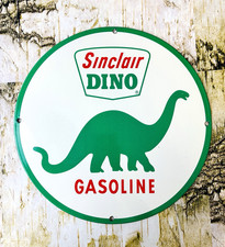 VINTAGE SINCLAIR DINO DINOSAUR GASOLINE PUMP STATION OIL GAS AD PORCELAIN SIGN