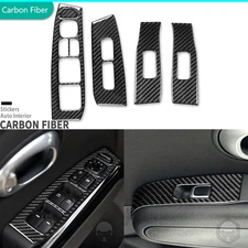 Real Carbon Fiber Interior Window Lift Switch Panel Cover For Kia Soul 2014-2019