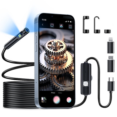 Dual Lens Endoscope Camera with Light Borescope 1920P HD Inspection Camera wi...
