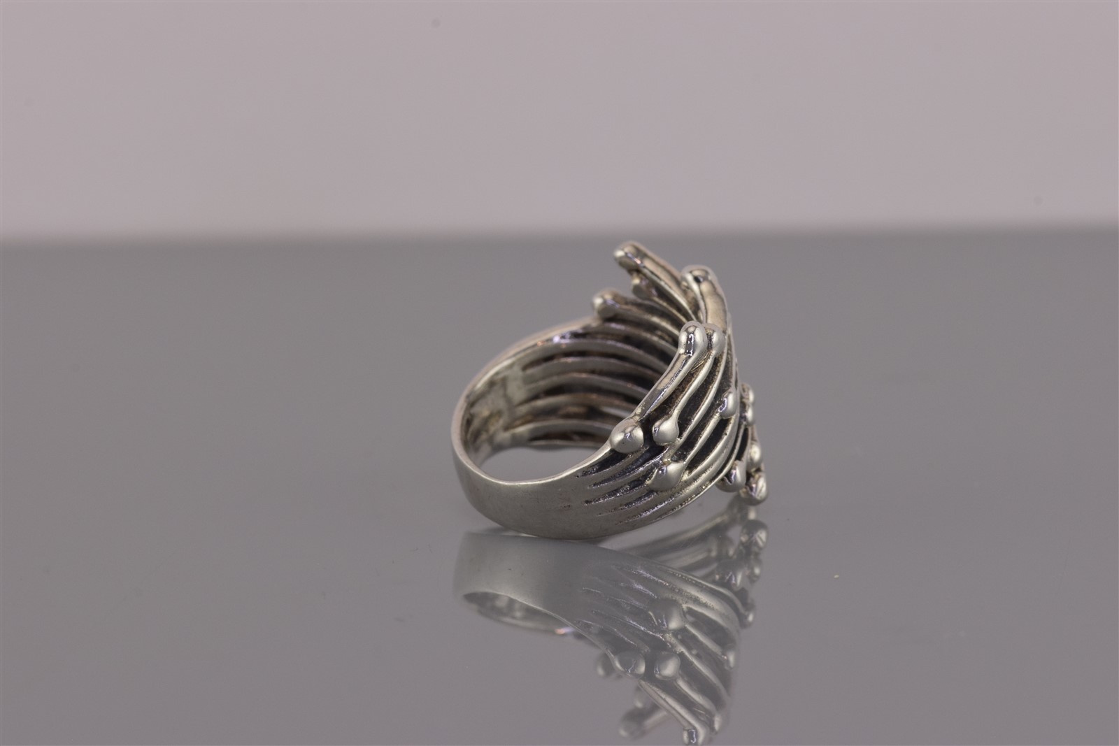 Sterling Silver Beaded Intersecting Bypass Organi… - image 3