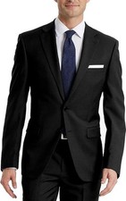 Calvin Klein Men Black Mens 100 Wool Slim Fit Stretch Suit Jacket Blazer Sz 38R