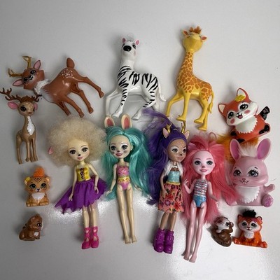 Lot of Enchantimals Dolls Deer Zebra Giraffe Pets Fox Bunny Bundle Cat Lamb Pig