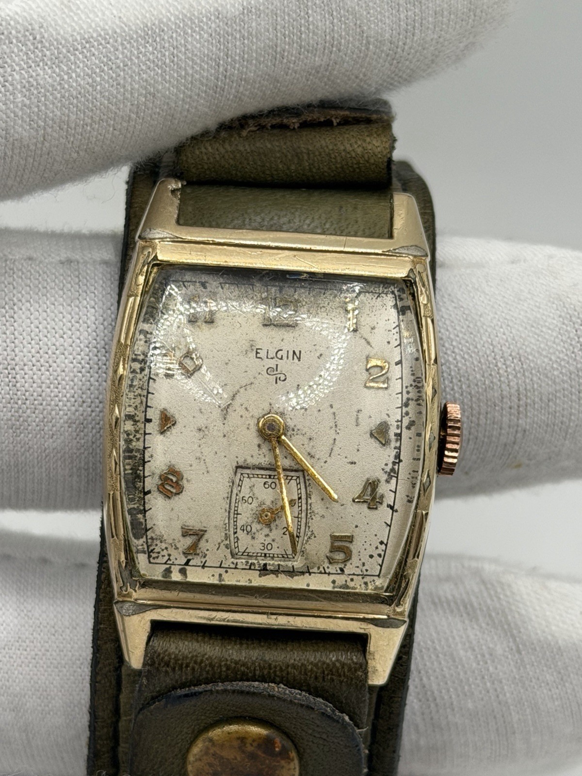 Vintage Elgin Tank 10K Gold Filled (For Parts / Repair) Read Desc. RUNS!
