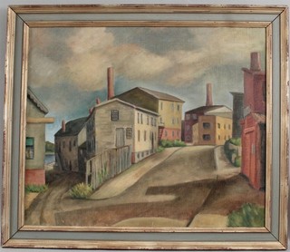 1934 Antique STOWELL LECAIN FISHER SMITH Ogunquit Maine Town Street Painting