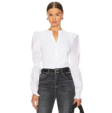 Veronica Beard Women's Puff Sleeve Top Sz L White Effy Blouse Feminine Romantic