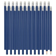 F&uuml;r HB Bleistifte, 24er Pack hexagonal Holzstifte mit Radiergummi, blau