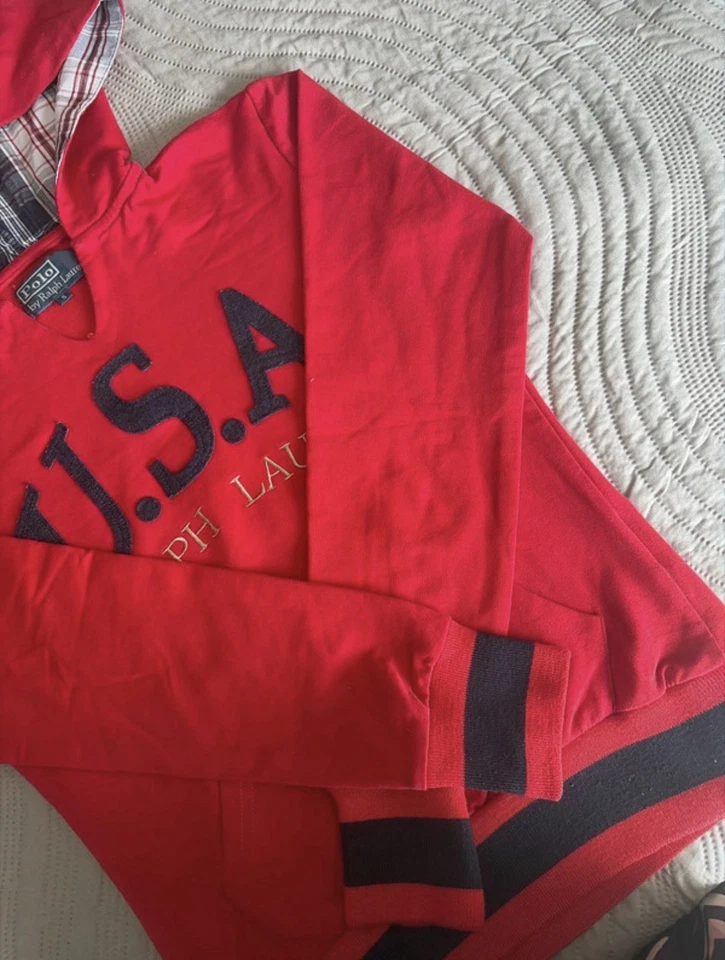 Polo by Ralph Lauren Sweat à capuche homme rouge S logo USA manches longues - Photo 4/4