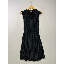 Polka Dot Ruffle Old Navy Women Small Tall Black Sleeveless Classic Midi Dress