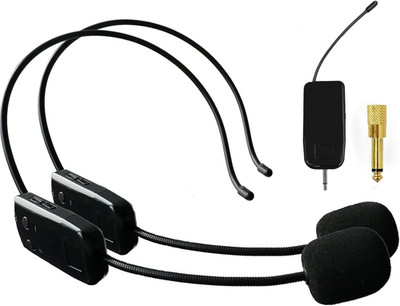 Wireless Microphone System for 2 People, 2.4G Dual Wireless Headset Mics Ideal f