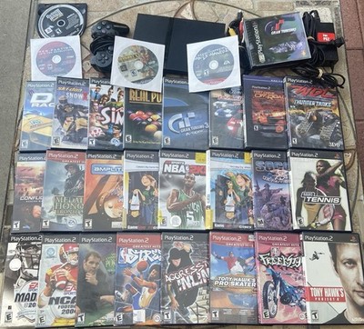 Sony PlayStation 2 PS2 Slim Console Bundle 29 Games Controller Tested & Working