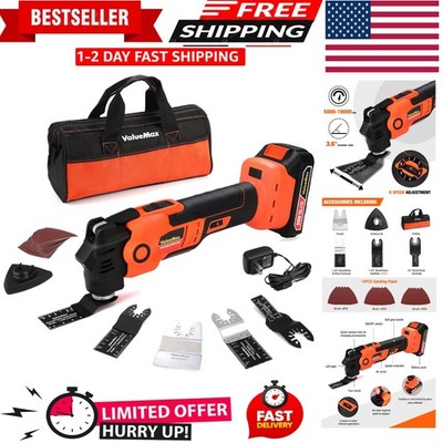 Compact Cordless Oscillating Tool with LED Light & Quick-Lock 16-Piece Blade Set