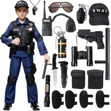 Spooktacular Creations Police SWAT Costume for Kids, Large 10-12 yrs , Blue