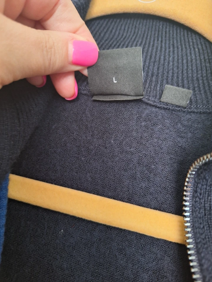 HUGO BOSS ШЕРСТИ МОЛНИИ КАРДИГАН, ТЕМНО-СИНИЙ, РАЗМЕР L - Изображение 3 из 4