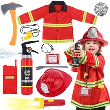 Fireman Costume for Kids, Firefighter Role Play Ages 3-7