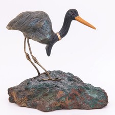 11 cm - Ręcznie rzeźbiona figurka artystyczna labradorytu Ptak Bukiet