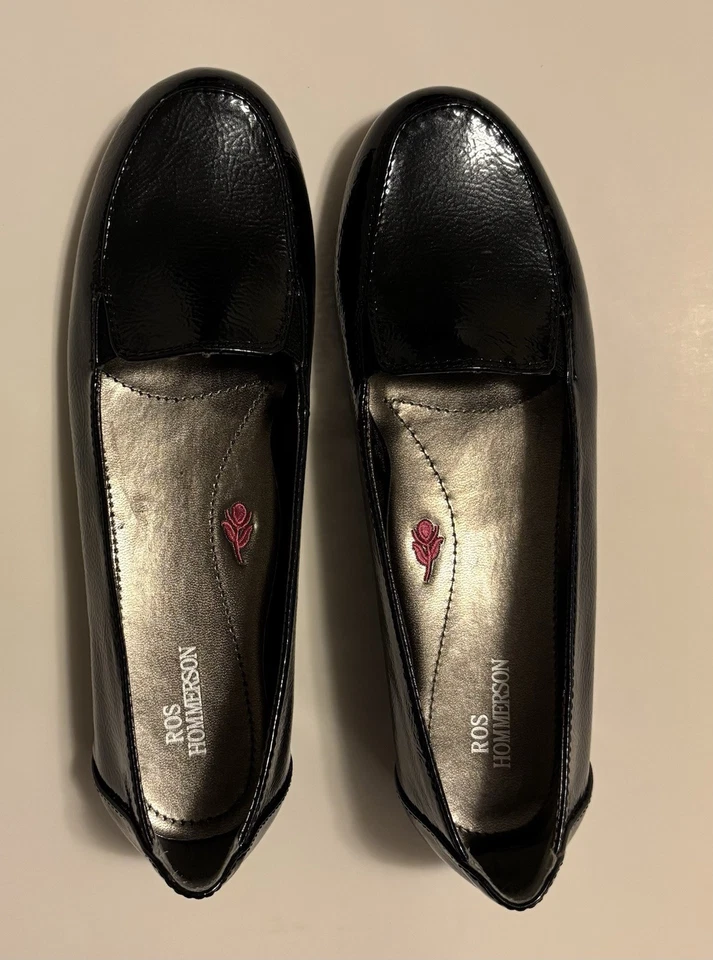 Sapato Feminino Ros Hommerson Conforto Mocassim Liso Preto Couro Patente Tamanho 7.5N Novo - Imagem 4 de 4
