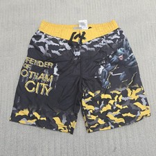 Batman Board Shorts Boys Small 6/7 Black Yellow Swim Trunks DC Comics Graphic