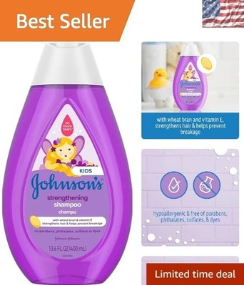 Johnson's Strengthening Kids Shampoo - 13.6 Fl Oz, Hypoallergenic & Tear-Free