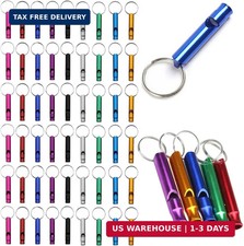 50 Pieces Emergency Whistle with Keychain Aluminum Whistle Survival Whistle