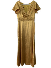 Ladies GOLD Satin Long  Evening/Bridesmaid/Prom Dress - Size 10 - NWT