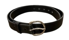 Men's Black Leather Belt with Silver Color Buckle, Size 38 EUC