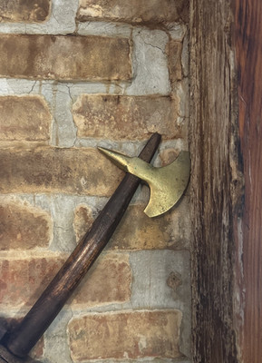 Antique Brass Sugar Cutting Axe Pick | Non-Sparking Agricultural Tool | 19th C
