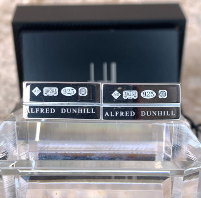 Dunhill Cufflinks Rectangle 925 Sterling Silver Hallmarks with Case & Card