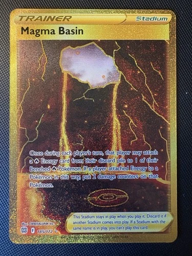 2022 Pokemon SWSH Brilliant Stars Magma Basin 185/172 GOLD SECRET RARE HOLO!