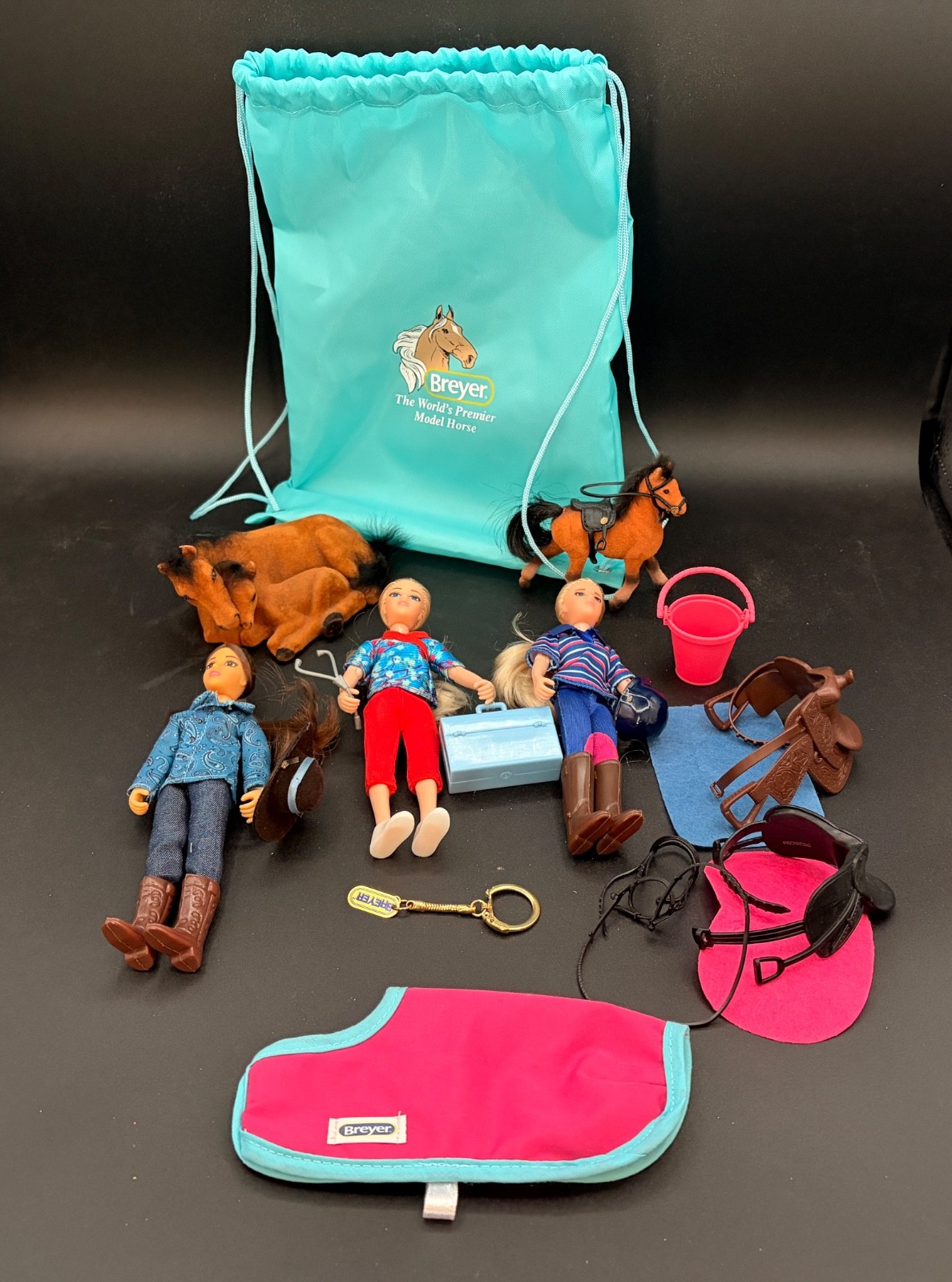 And Accessories Plus Tack, Small Flocked Horses And Bag
