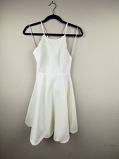 Lulus White Short Flare Straps Dress Size XS Backless
