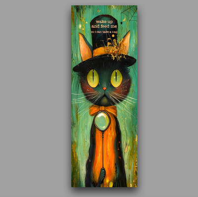 Whimsical Cat Bookmark, Feed Me! Bookish Gift For Book Readers And Cat Lovers