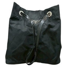 Prada Nylon Triangle Logo Tote Bag Women Black One Size