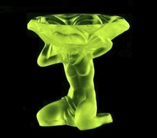 Art Deco Vaseline Uranium Glass Bowl 1930' H.Hoffmann by Lalique