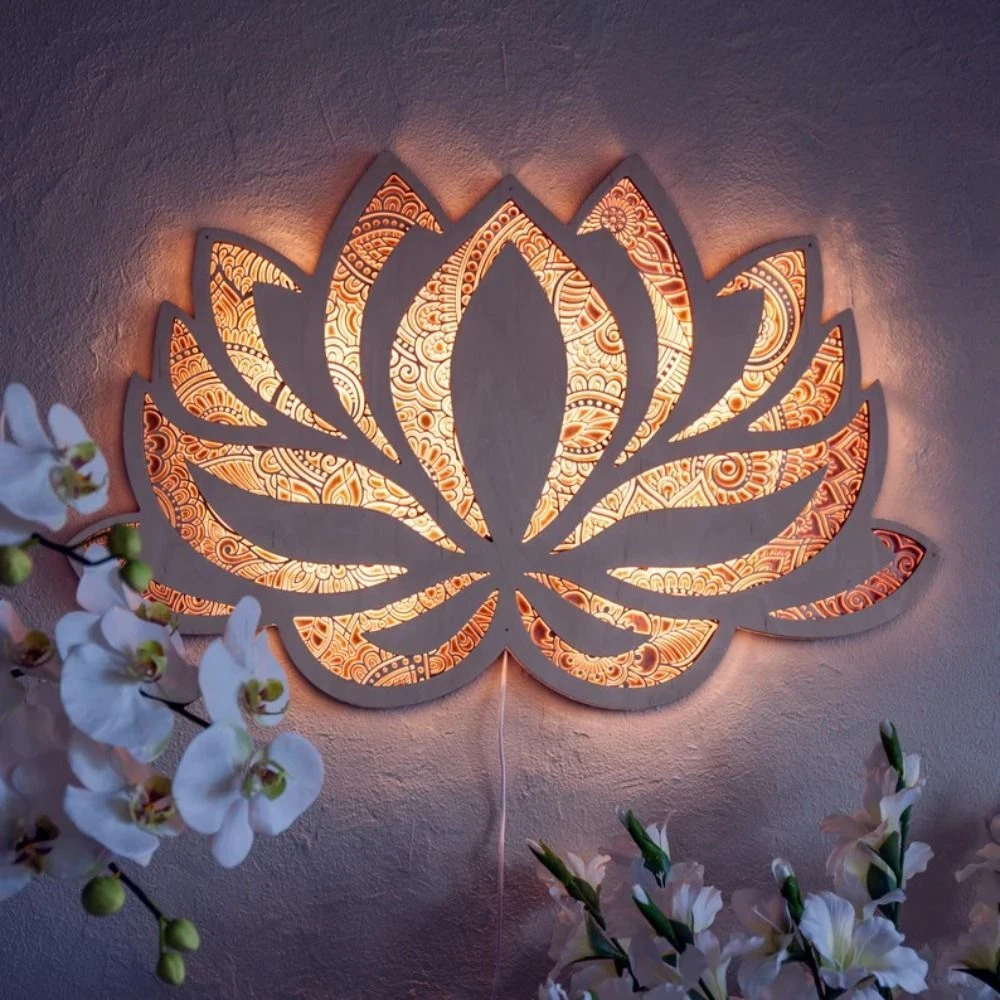 Acrylic Lotus Flower Wall Light USB Night Light Lotus LED Lamp Home