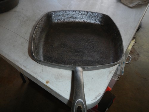 Vintage MADE IN USA quadratische Gusseisenpfanne unmarkiert 10""
