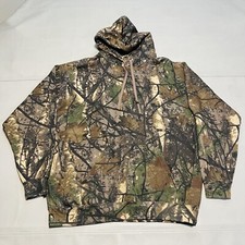 US VTG Men Y2K Real Tree Hoodie Camo Camoflauge Nature Mossy Sweater-2XL-8546