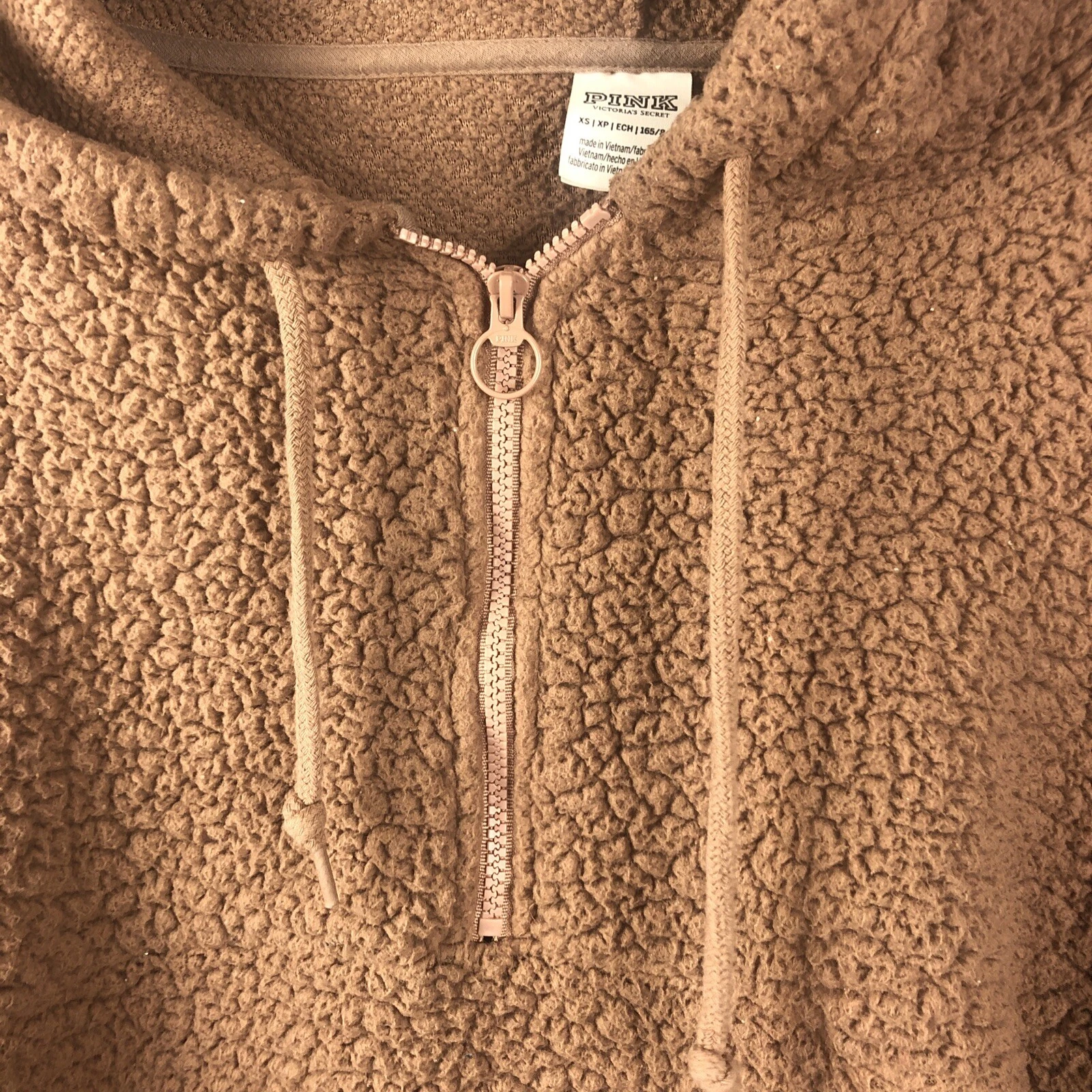 UNDERCOVER Felpa peluche VS ROSA mezza zip teddy donna taglia extra small marrone felpa con cappuccio XS